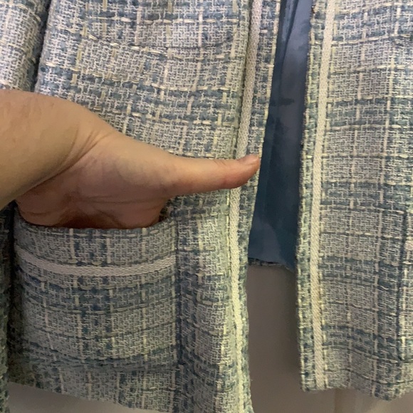 Light Blue Tweed by Jaclyn Smith size 8 Jacket Blazer Excellent Used Condition - Picture 5 of 6